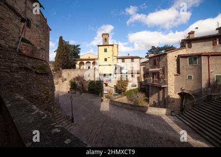 Italy, Tuscany, Arezzo, the village of Subbiano, the church. Stock Photo