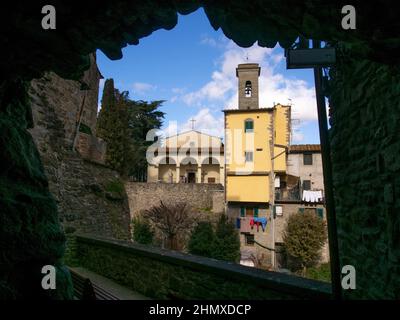 Italy, Tuscany, Arezzo, the village of Subbiano, the church. Stock Photo