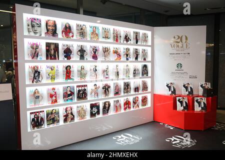 Tokyo, Japan. 14th Sep, 2019. A stand with Vogue Magazines during Vogue Fashion Night Out 2019, celebrating the 20th anniversary of Vogue Japan at Omotesando Hills shopping centre. (Photo by Takimoto Marina/SOPA Images/Sipa USA) Credit: Sipa USA/Alamy Live News Stock Photo