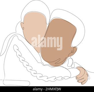 Continuous drawing of a line of a family portrait Stock Vector