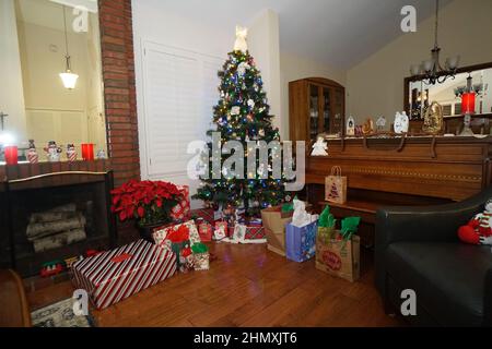 Christmas Tree with Presents Stock Photo