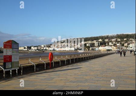 Seafront promenade, Weston-super-Mare, Somerset, UK in January, 2022. Stock Photo