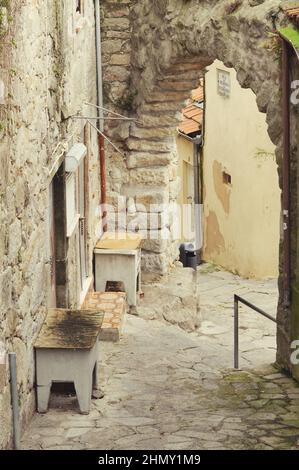 Narrow alley in the old quarters of Porto Stock Photo