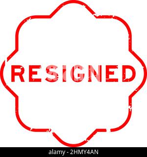 Grunge red resigned word rubber seal stamp on white background Stock Vector