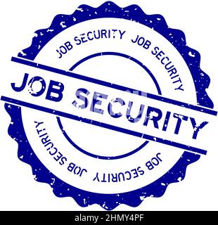 Grunge blue job security word round rubber seal stamp on white background Stock Vector