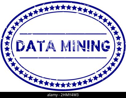 Grunge blue data mining word oval rubber seal stamp on white background Stock Vector