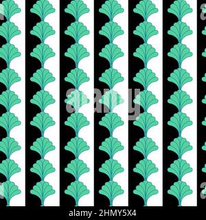 Vertical Floral Seamless Pattern Design with Stripes Background Stock Vector