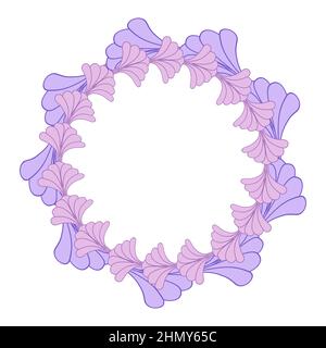 Round Flower Frame Border Background in Purple and Pink Stock Vector