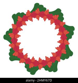 Christmas Style Flower Wreath Border Frame Illustration Background Isolated Stock Vector