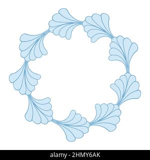 Blue Floral Frame Border Isolated on White Background Stock Vector