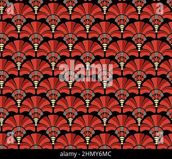 Geometric Gatsby Art Deco Red Fabric Pattern Design Stock Vector