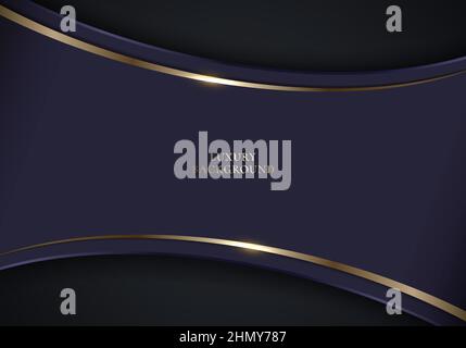 Elegant 3D abstract background dark purple curved shape with golden line and space for your text. Luxury style. Vector illustration Stock Vector