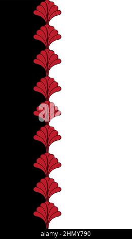 Geometric Gatsby Art Deco Red Border Frame Vertical Repeat Pattern Design Stock Vector