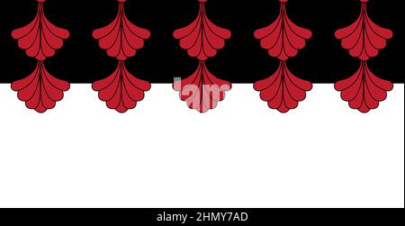 Geometric Gatsby Art Deco Red Border Frame Horizontal Repeat Pattern Design Stock Vector
