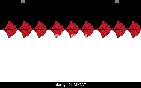Geometric Gatsby Art Deco Red Border Frame Horizontal Repeat Pattern Design on White Background Stock Vector