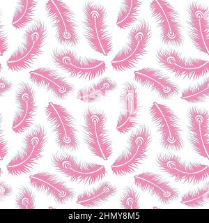 Pink Feathers Seamless Pattern Design Stock Vector