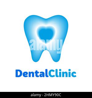 Dental clinic logo. Tooth abstract with heart, vector template design Stock Vector