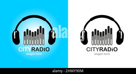 City radio logo for online radio station, blog, website, streaming Stock Vector