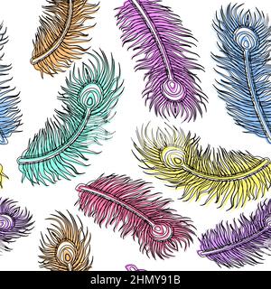 Feathers Flying Colorful Pattern Design Stock Vector