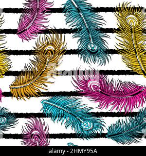 Modern Feather Colorful Pattern Design Stock Vector