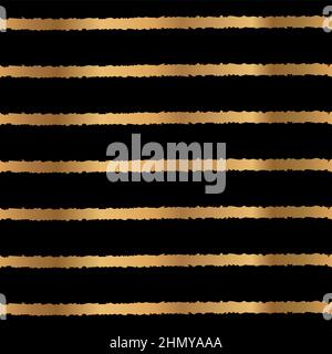 Gold Stripe Seamless Pattern Design on Black Background Stock Vector