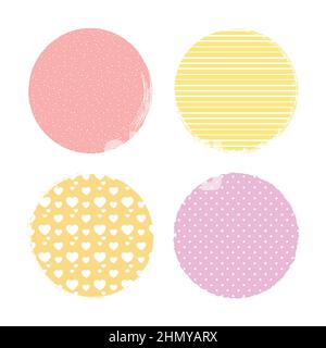Brush Circle Logo Template Vector with Dots, Stripes and Hearts Stock Vector