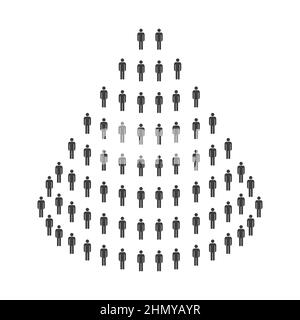 A group of people in the shape of a pyramid. Social hierarchy. Tower of Babel. Flat vector illustration isolated on white background. Stock Vector