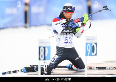 Zhangjiakou, Hebei, China. 12th Feb, 2022. Kosuke Ozaki (JPN) Biathlon : Men's 10km Sprint during the Beijing 2022 Olympic Winter Games at National Biathlon Centre in Zhangjiakou, Hebei, China . Credit: YUTAKA/AFLO SPORT/Alamy Live News Stock Photo