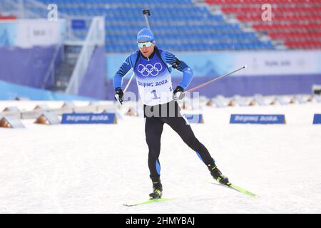 Zhangjiakou, Hebei, China. 12th Feb, 2022. Kalev Ermits (EST) Biathlon : Men's 10km Sprint during the Beijing 2022 Olympic Winter Games at National Biathlon Centre in Zhangjiakou, Hebei, China . Credit: YUTAKA/AFLO SPORT/Alamy Live News Stock Photo