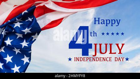 Happy 4th of July Over Distressed Wood Background Stock Photo