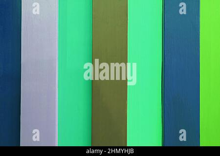 Green and blue color tone vertical striped pattern wooden wall for abstract background Stock Photo