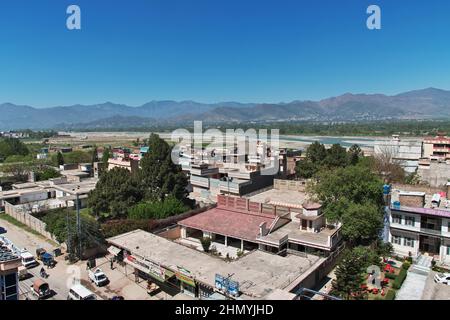 The panoramic view of Mingora in Swat valley of Himalayas, Pakistan Stock Photo