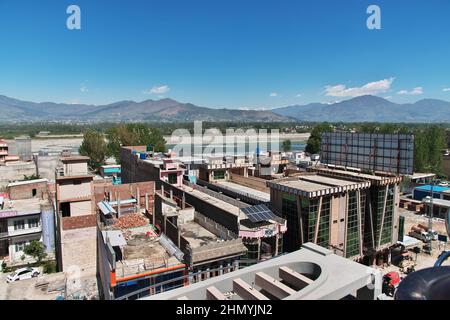 The panoramic view of Mingora in Swat valley of Himalayas, Pakistan Stock Photo