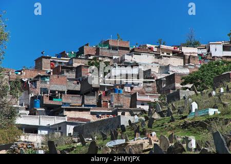 The panoramic view of Mingora in Swat valley of Himalayas, Pakistan Stock Photo