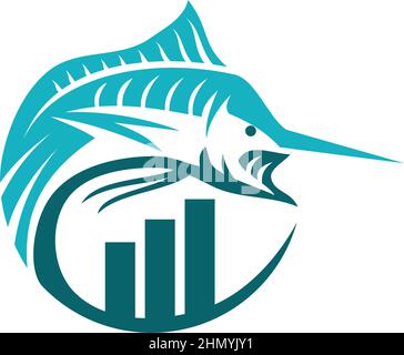 Marlin fish business Icon Illustration Brand Identity Stock Vector