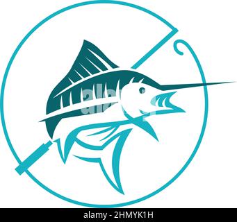 Marlin fishing sport Marlin fish business Icon Illustration Brand Identity Stock Vector