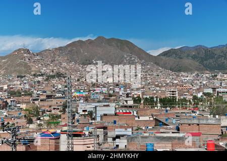 The panoramic view of Mingora in Swat valley of Himalayas, Pakistan Stock Photo