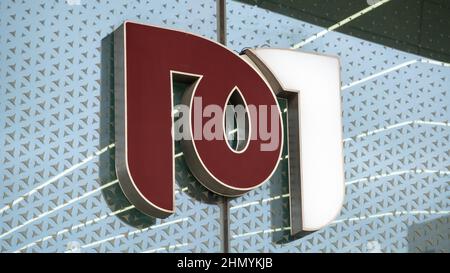 Doha, Qatar - January 16th 2022: The sign or logo of the Doha Metro in Qatar Stock Photo
