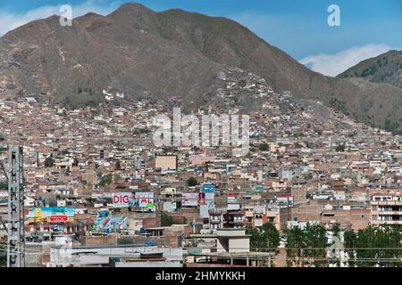 The panoramic view of Mingora in Swat valley of Himalayas, Pakistan Stock Photo