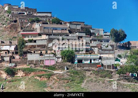 The panoramic view of Mingora in Swat valley of Himalayas, Pakistan Stock Photo