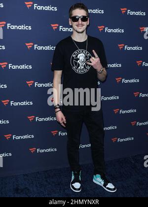Culver City, United States. 12th Feb, 2022. Hunter Fieri arrives at Michael Rubin's Fanatics Super Bowl Party 2022 held at 3Labs on February 12, 2022 in Culver City, Los Angeles, California, United States. (Photo by Xavier Collin/Image Press Agency) Credit: Image Press Agency/Alamy Live News Stock Photo