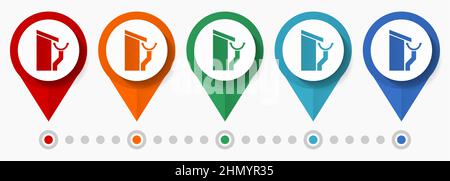 Gutter service concept vector icon set, flat design guttering pointers, infographic template easy to edit Stock Vector