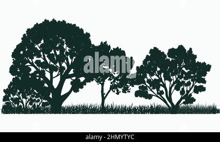 Set of abstract stylized trees. Natural illustration. Stock Vector