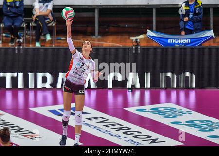 Cuneo, Italy. 12th Feb, 2022. Stufi Federica (Bosca Cuneo) during Bosca S.Bernardo Cuneo vs Igor Gorgonzola Novara, Volleyball Italian Serie A1 Women match in Cuneo, Italy, February 12 2022 Credit: Independent Photo Agency/Alamy Live News Stock Photo