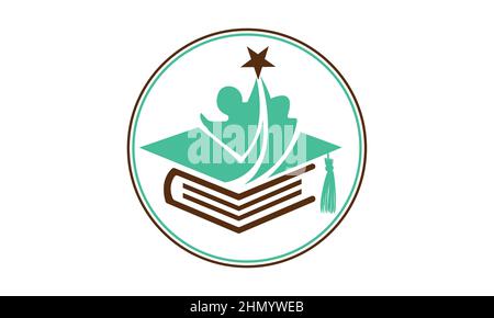 Graduation cap on books. Mortarboard cap on piles of textbooks. Stack of books with graduation cap. Concept of higher education or Study. Stock Vector