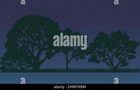 Night in the forest. Abstract illustration of a forest. Vector. Stock Vector