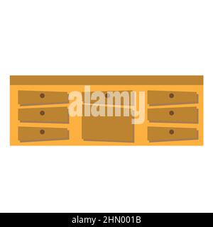 Cabinet icon flat vector illustration. Kitchen cabinets in brown color on white background Stock Vector