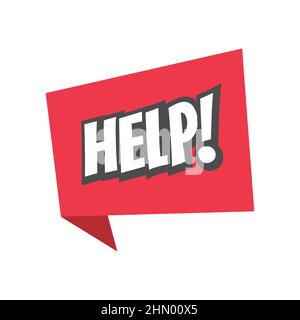 Help letters 3d chat bubble, comic style. Pop art cartoon lettering. Stock Vector
