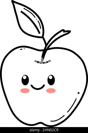 Apple character with funny face. Happy cute cartoon apple vector illustration. Healthy vegetarian food isolated kids character Stock Vector