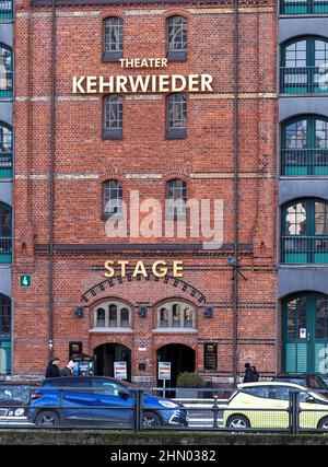 Hamburg, Germany. 12th Feb, 2022. View of the Kehrwieder Theater, a former tobacco warehouse in Hamburg's historic Speicherstadt district. Credit: Markus Scholz/dpa//dpa/Alamy Live News Stock Photo